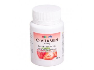 ABC VIT VITAMINAS C, 500 MG, BRAŠKIŲ SKONIO, 50 KRAMTOMŲ TABLEČIŲ