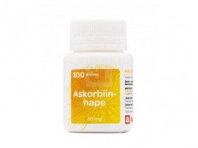 Askorbo rūgšties 50 mg dražetės, N200