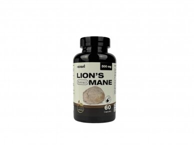 Maisto papildas LION’S MANE Extract, 500 mg Gericijaus grybų ekstraktas  60 kapsulių (Vegan)