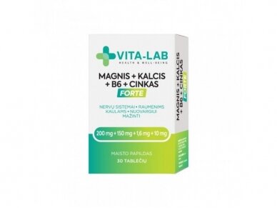 VITA-LAB maisto papildas Magnis + Kalcis + B6 + Cinkas FORTE, N30